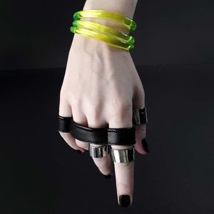 Rannka Shield hand ring black vegan leather